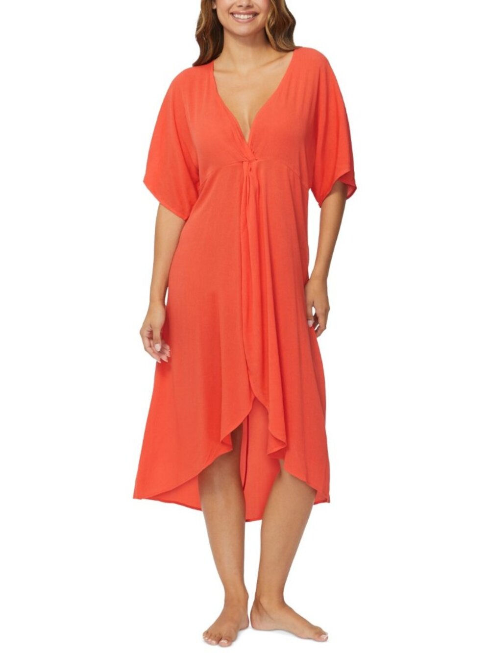 Raisins  Juniors' Paradise Twist-Front Cover-up Dress - Coral  Size Large  NWT